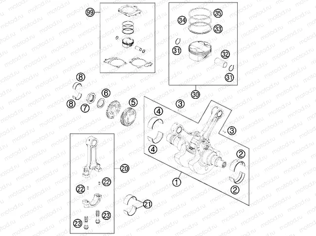 CRANKSHAFT, PISTON