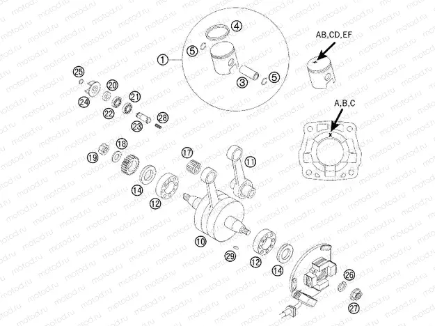 CRANKSHAFT, PISTON