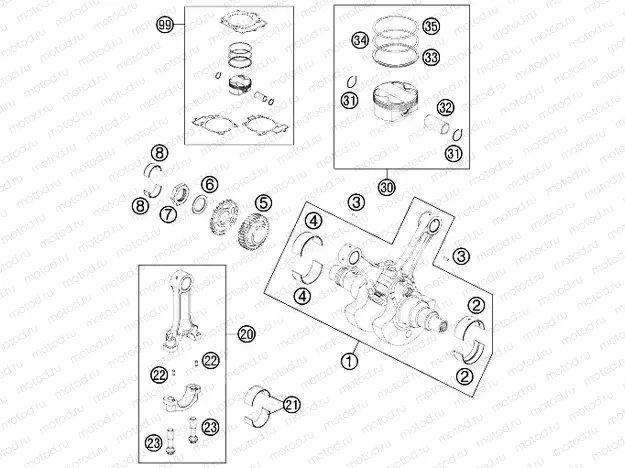 CRANKSHAFT, PISTON