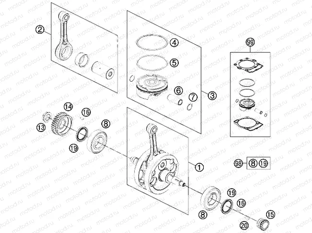 CRANKSHAFT, PISTON