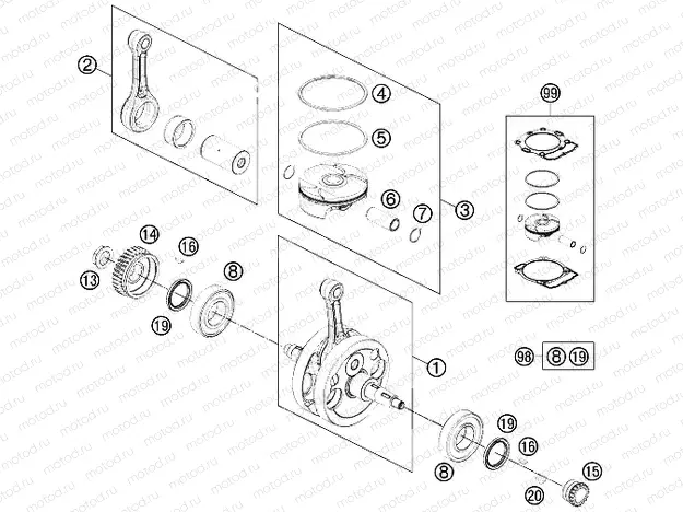 CRANKSHAFT, PISTON