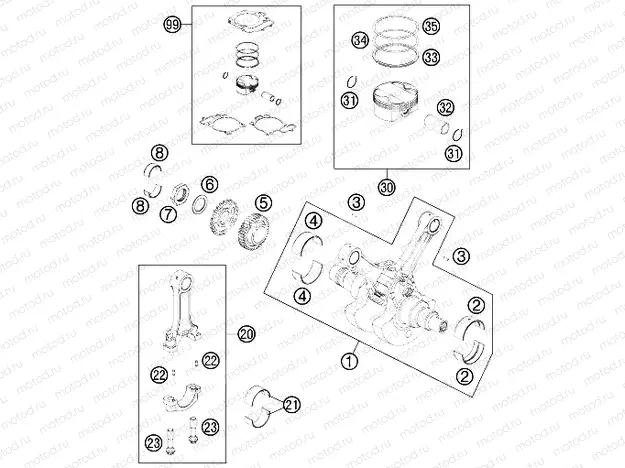 CRANKSHAFT, PISTON