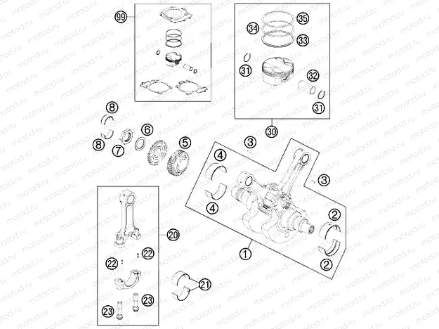 CRANKSHAFT, PISTON