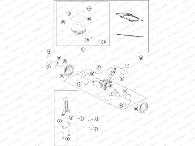 CRANKSHAFT, PISTON