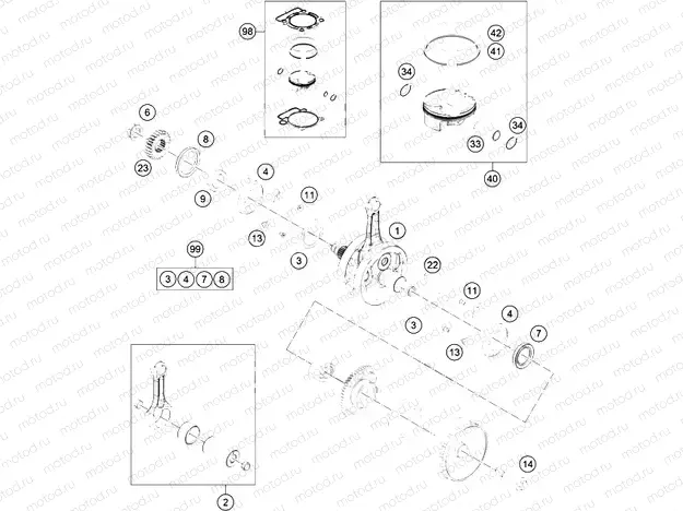 CRANKSHAFT, PISTON