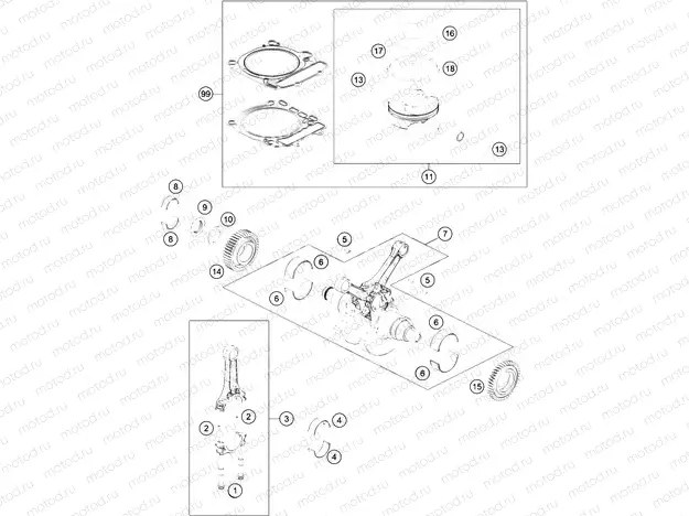CRANKSHAFT, PISTON