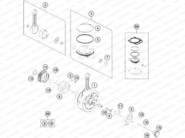 CRANKSHAFT, PISTON