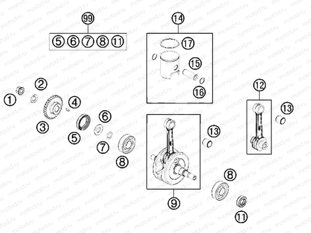 CRANKSHAFT, PISTON