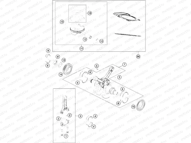 CRANKSHAFT, PISTON