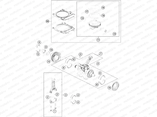 CRANKSHAFT, PISTON