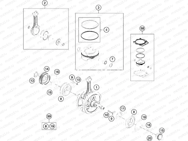 CRANKSHAFT, PISTON
