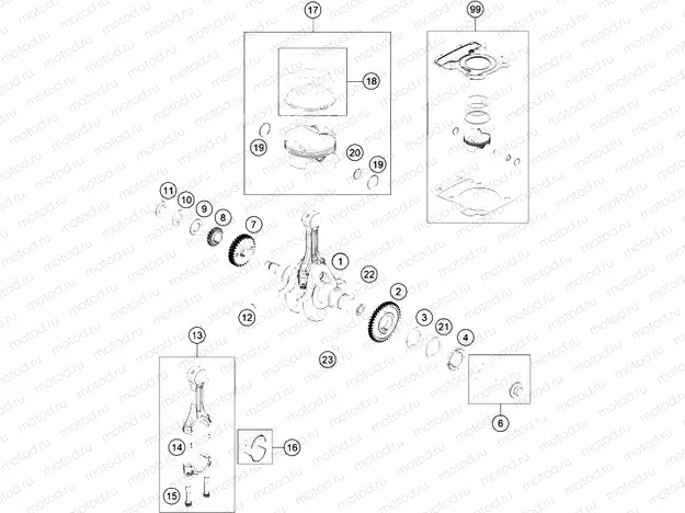 CRANKSHAFT, PISTON