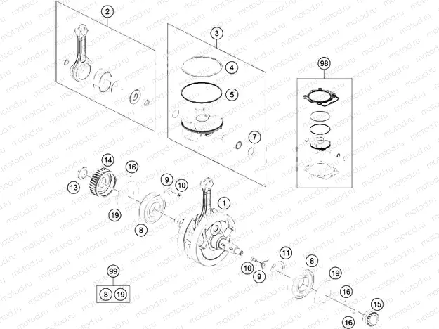 CRANKSHAFT, PISTON