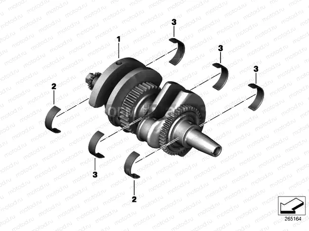 Crankshaft with bearing shells