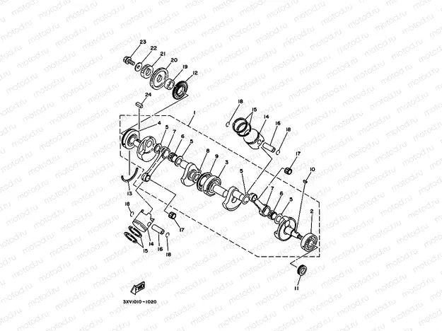 Crankshiyaft. Piston 1 (R / RS model)