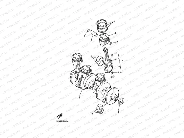 Crankshiyaft. Piston