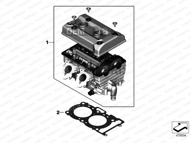 Cylinder head, cpl.