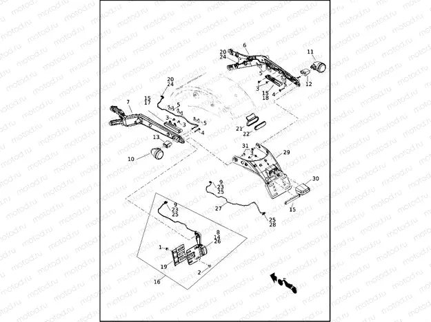 DOMESTIC LICENSE PLATE BRACKET AND TURN SIGNALS, REAR