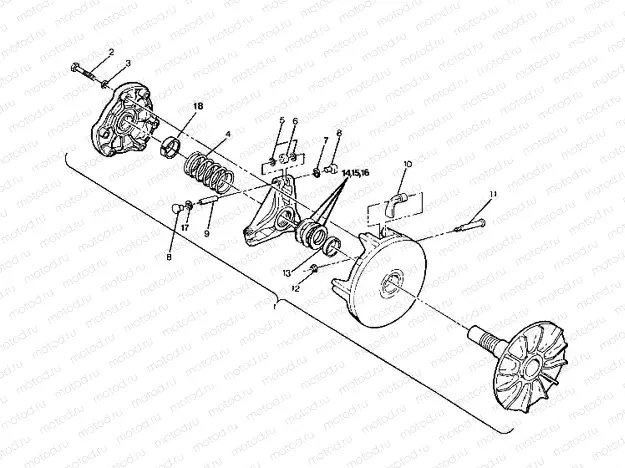 DRIVE CLUTCH ASSEMBLY 350 4X4 / W928139 (4922832283025A) | DRIVE CLUTCH ASSEMBLY 350 4X4 / W928139 (4922832283025A)