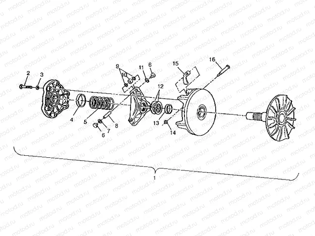DRIVE CLUTCH ASSEMBLY 6x6 400L | DRIVE CLUTCH ASSEMBLY 6x6 400L, SWEDISH S948740 and  NORWEGIAN N948740 (4926812681031A)