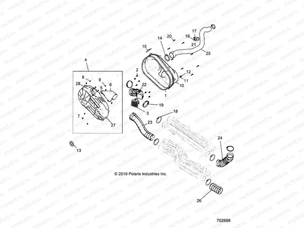 DRIVE TRAIN | DRIVE TRAIN, CLUTCH COVER AND DUCTING - G20GMD99AP/AG/BP/BG (702698)
