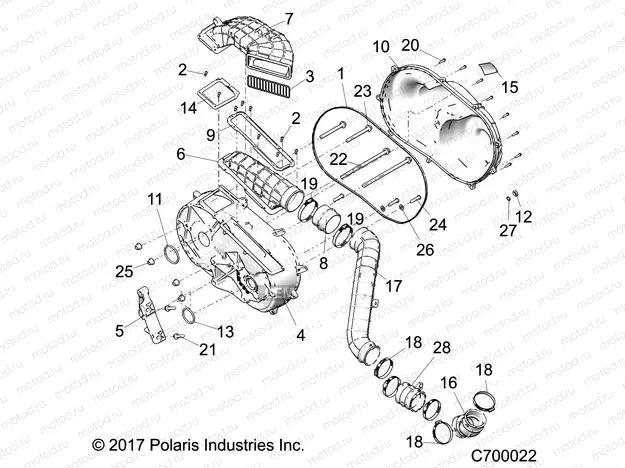 DRIVE TRAIN | DRIVE TRAIN, CLUTCH COVER AND DUCTING - R19RSU99A9/AD/B9/BD (C700022)