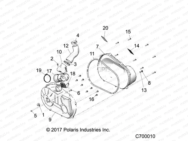 DRIVE TRAIN | DRIVE TRAIN, CLUTCH COVER and DUCTING - R20CCA57A1/A7/B1/B7 (C700010)