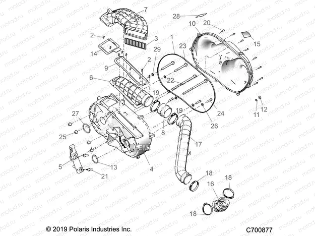 DRIVE TRAIN | DRIVE TRAIN, CLUTCH COVER AND DUCTING - R20RRE99F1/F9/FK/S99C1/C9/CK/S99F1/F9/FK/P99CF/FF (C700877)