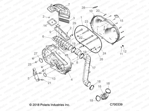DRIVE TRAIN | DRIVE TRAIN, CLUTCH COVER AND DUCTING - R20RSK99AA/AX/A9/AP (C700339)