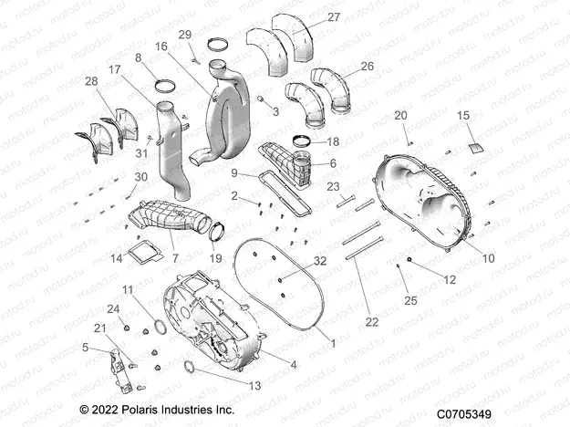 DRIVE TRAIN | DRIVE TRAIN, CLUTCH COVER AND DUCTING - R22RRB99AZ/BZ (C0705349)