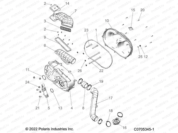 DRIVE TRAIN | DRIVE TRAIN, CLUTCH COVER AND DUCTING - R22RRJ99A9/B9 (C0705345-1)