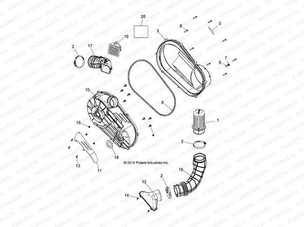 DRIVE TRAIN | DRIVE TRAIN, CLUTCH COVER AND DUCTING - Z15VBA87AJ/LJ/E87AK/AM/AT/LT/AL/AV (49RGRCLUTCHCVR15RZR900)