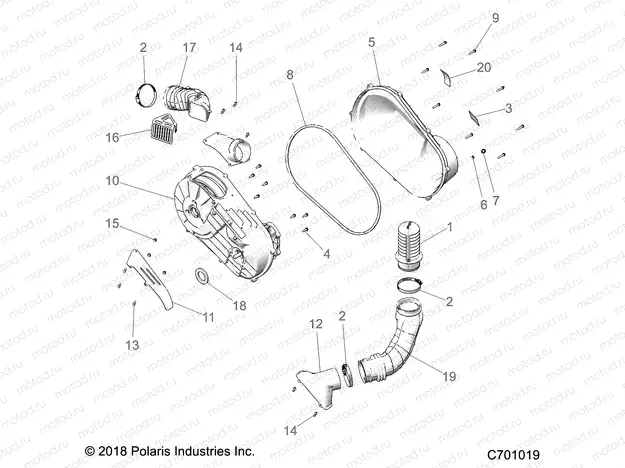 DRIVE TRAIN | DRIVE TRAIN, CLUTCH COVER AND DUCTING - Z20ASA87B2/E87BH/BW/LW (C701019)