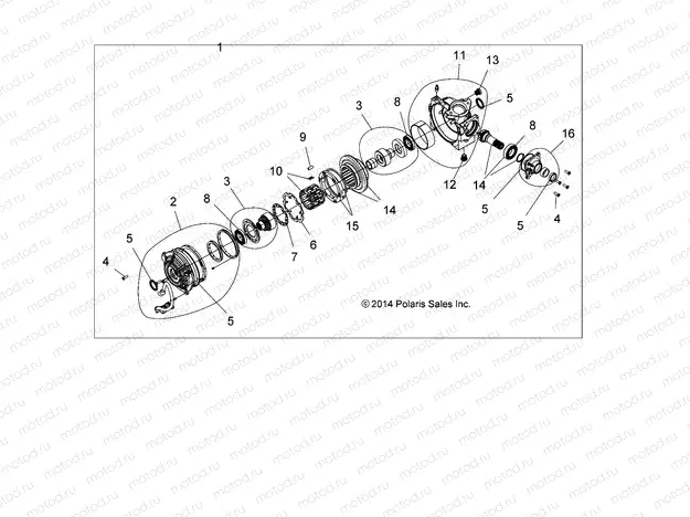 DRIVE TRAIN | DRIVE TRAIN, FRONT GEARCASE INTERNALS - A15SXE95AC/AK/AW/L95AM (49ATVGEARCASE1333392)
