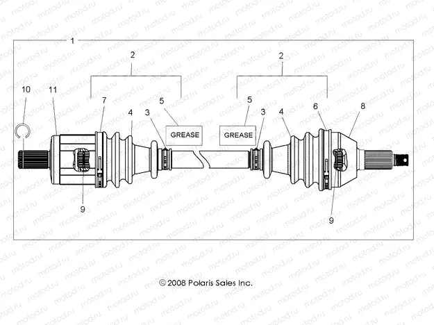 DRIVE TRAIN | DRIVE TRAIN, FRONT HALF SHAFT - R13XE76AD/EAI (49RGRSHAFTDRV09RZRS)