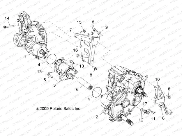 DRIVE TRAIN | DRIVE TRAIN, GEARCASE, CARRIER MOUNTING (Built 5/16/10 and Before) - R10VH76 ALL OPTIONS/VY76AZ (49RGRTRANSMTG10RZR)