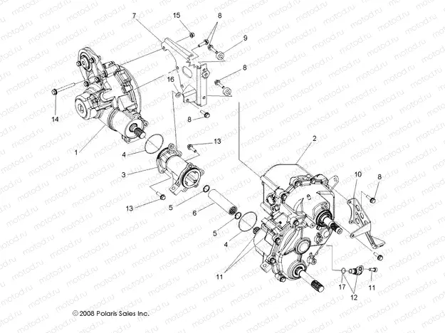 DRIVE TRAIN | DRIVE TRAIN, GEARCASE, CARRIER MTG (BUILT 10/16/08 AND AFTER) - R09VH76 ALL OPTIONS (49RGRTRANSMTG09RZR)