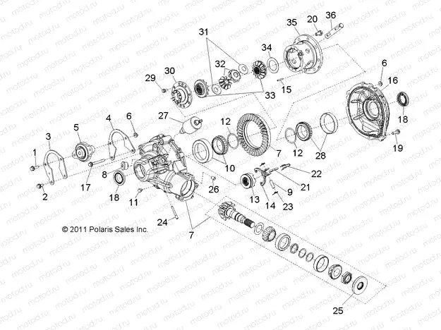 DRIVE TRAIN | DRIVE TRAIN, GEARCASE, DIFFERENTIAL, INTERNAL COMPONENTS - R13VE76FX/FI (49RGRGEARCASERR12RZRI)