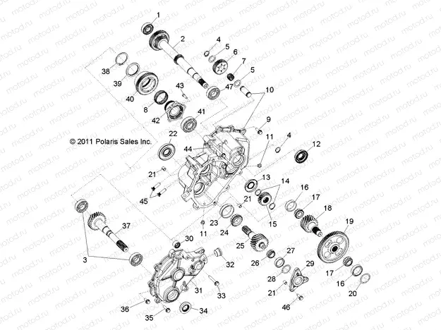 DRIVE TRAIN | DRIVE TRAIN, MAIN GEARCASE INTERNALS 1 - R13XE76AD/EAI (49RGRTRANSINTL12RZR)