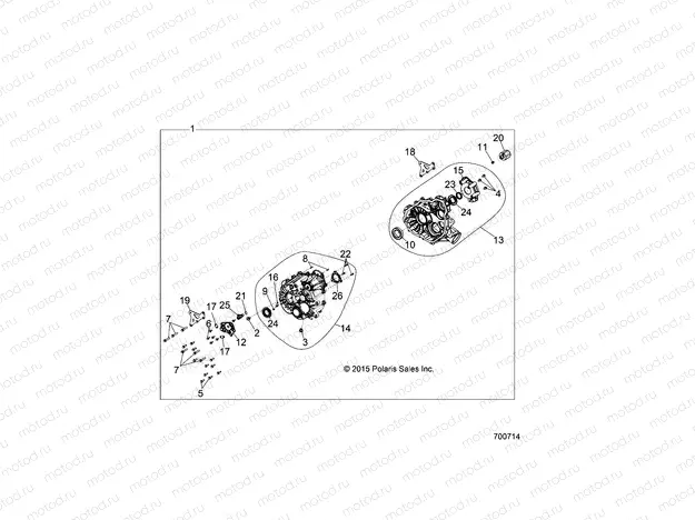 DRIVE TRAIN | DRIVE TRAIN, MAIN GEARCASE INTERNALS 2 - D16B3PD1AJ/B4 (700714)