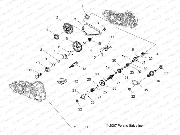 DRIVE TRAIN | DRIVE TRAIN, MAIN GEARCASE INTERNALS - A09MN50ET (49ATVTRANSINTL08SP500)