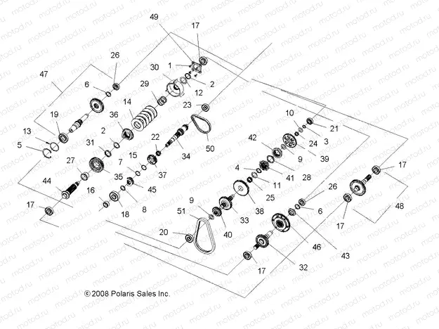 DRIVE TRAIN | DRIVE TRAIN, MAIN GEARCASE INTERNALS - A09ZN55AL/AQ/AS/AT/AX (49ATVTRANSINTL09SPXP850)