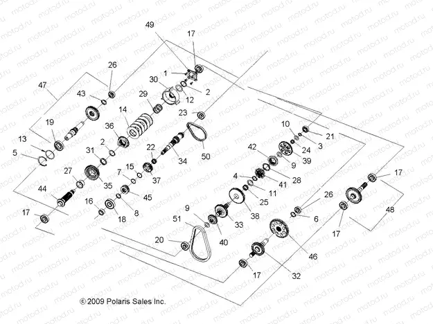 DRIVE TRAIN | DRIVE TRAIN, MAIN GEARCASE INTERNALS - A10ZN55AL/AQ/AX (49ATVTRANSINTL10SPXP850)