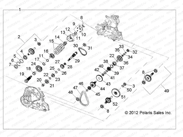 DRIVE TRAIN | DRIVE TRAIN, MAIN GEARCASE INTERNALS - R13TH90DG (49RGRTRANSINTL11DCREW)