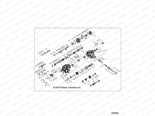 DRIVE TRAIN | DRIVE TRAIN, MAIN GEARCASE INTERNALS - Z19VBE99F2/S99C2/CM (702559)