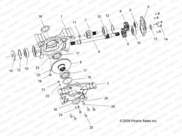DRIVE TRAIN | DRIVE TRAIN, MID GEARCASE INTERNALS - A13CF76AA (49ATVGEARMIDINTL096X6)