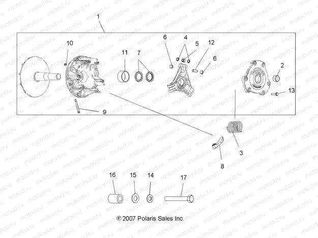DRIVE TRAIN | DRIVE TRAIN, PRIMARY CLUTCH - A09BA50FA (49ATVCLUTCH08SCRAM)