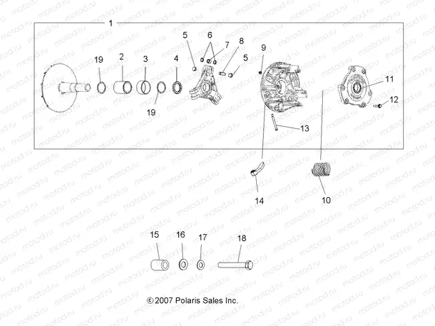 DRIVE TRAIN | DRIVE TRAIN, PRIMARY CLUTCH - A15S6A76FA (49ATVCLUTCH08SP800EFI)