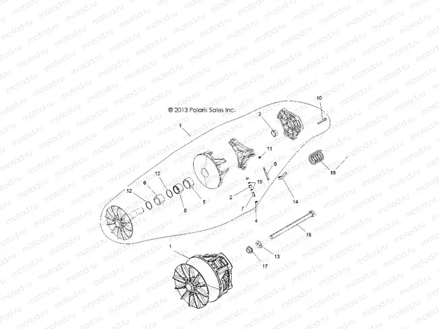 DRIVE TRAIN | DRIVE TRAIN, PRIMARY CLUTCH - R15RUA87/E87/YAA/ZAC ALL OPTIONS (49RGRCLUTCHDRV14CREW)