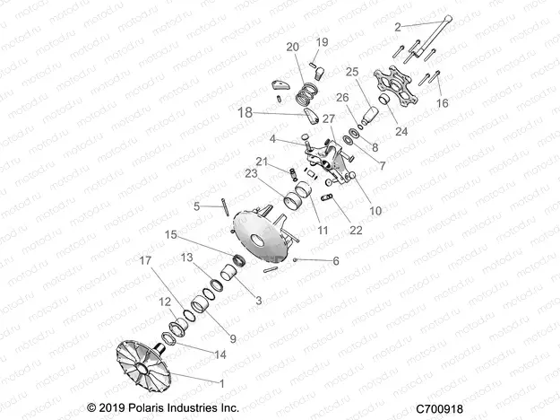 DRIVE TRAIN | DRIVE TRAIN, PRIMARY CLUTCH - R20RRW99A9/AA/AF/AP/AX/B9/BA/BF/BP/BX (C700918)